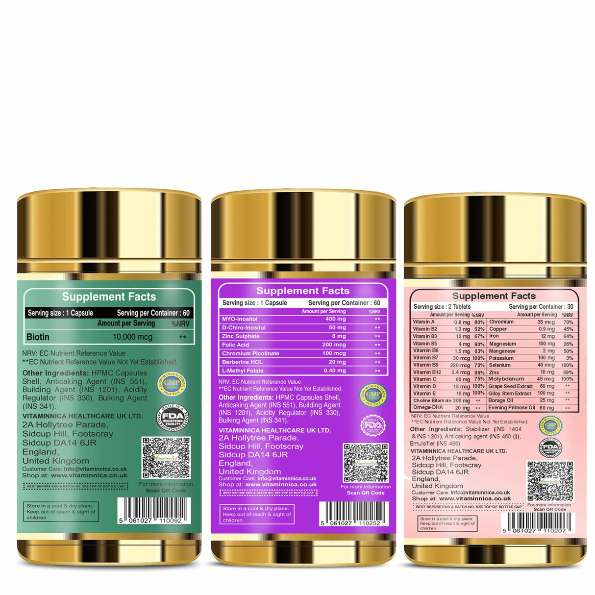 Vitaminnica Biotin+Her Health+Multi Vita Women- Combo Pack | 180 Capsules