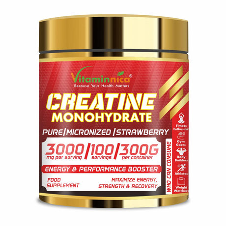 Vitaminnica 100% Pure Creatine Monohydrate Powder for Performance and Muscle Power |100 Servings, 300g