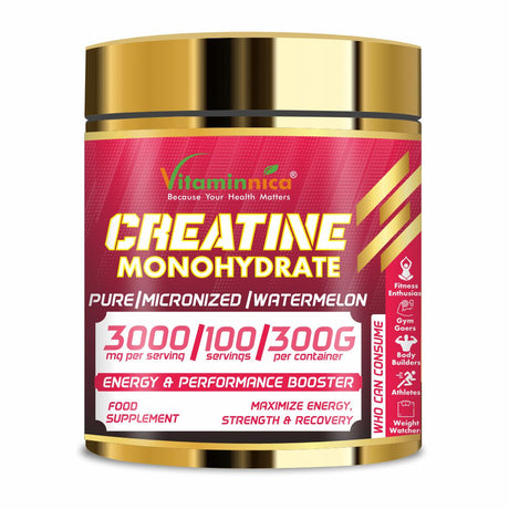 Vitaminnica 100% Pure Creatine Monohydrate Powder for Performance and Muscle Power |100 Servings, 300g