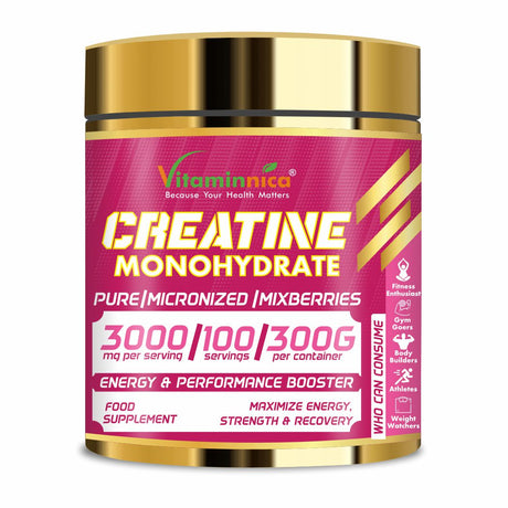 Vitaminnica 100% Pure Creatine Monohydrate Powder for Performance and Muscle Power |100 Servings, 300g
