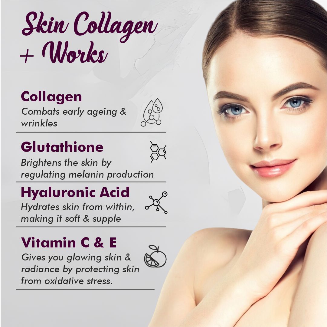 Vitaminnica Vita Beauty Premium Bovine Collagen Powder (Type I & III) with Hyaluronic Acid, Glutathione, Vitamin C, Biotin & Vitamin E | For Glowing Skin & Anti-Aging - 30 servings