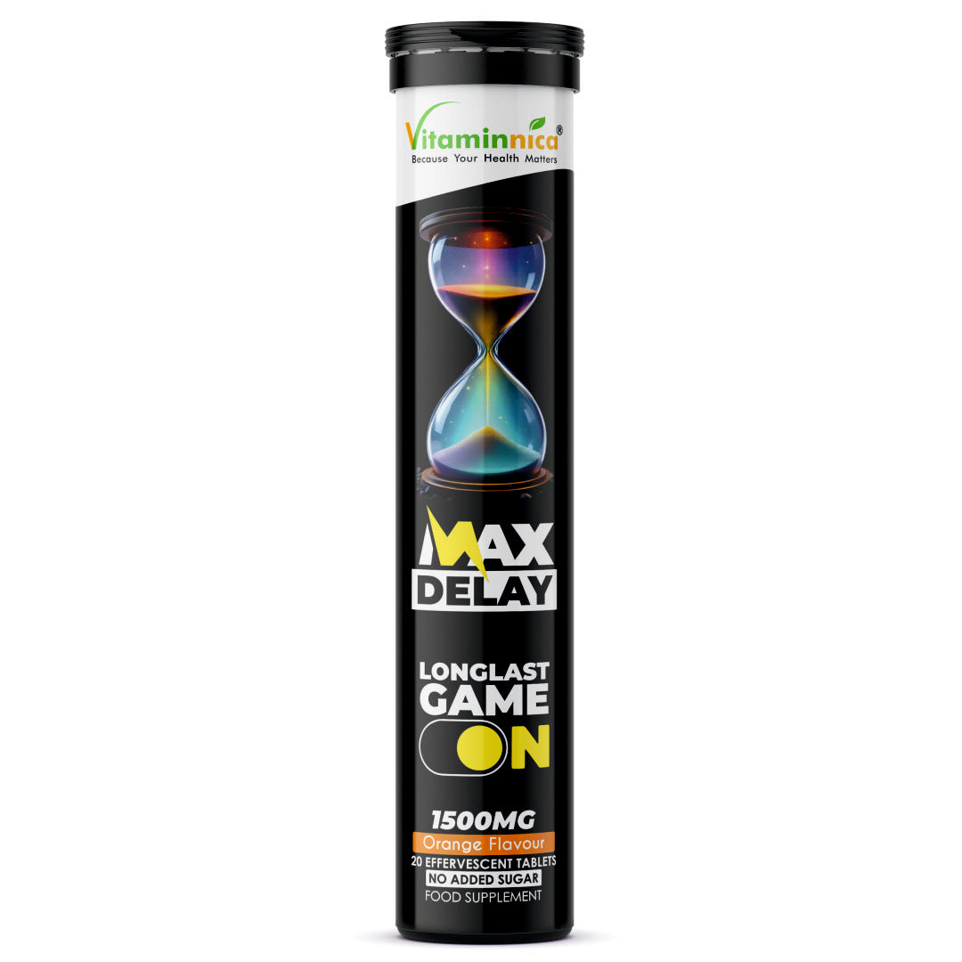 Vitaminnica Max Delay- 20 Effervescent Tablets| Natural Vitality, Performance & Endurance Booster for Men