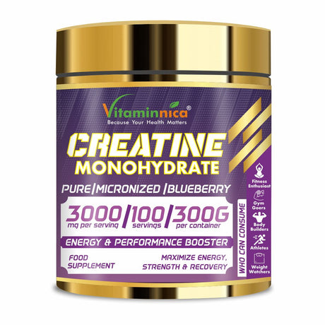 Vitaminnica 100% Pure Creatine Monohydrate Powder for Performance and Muscle Power |100 Servings, 300g