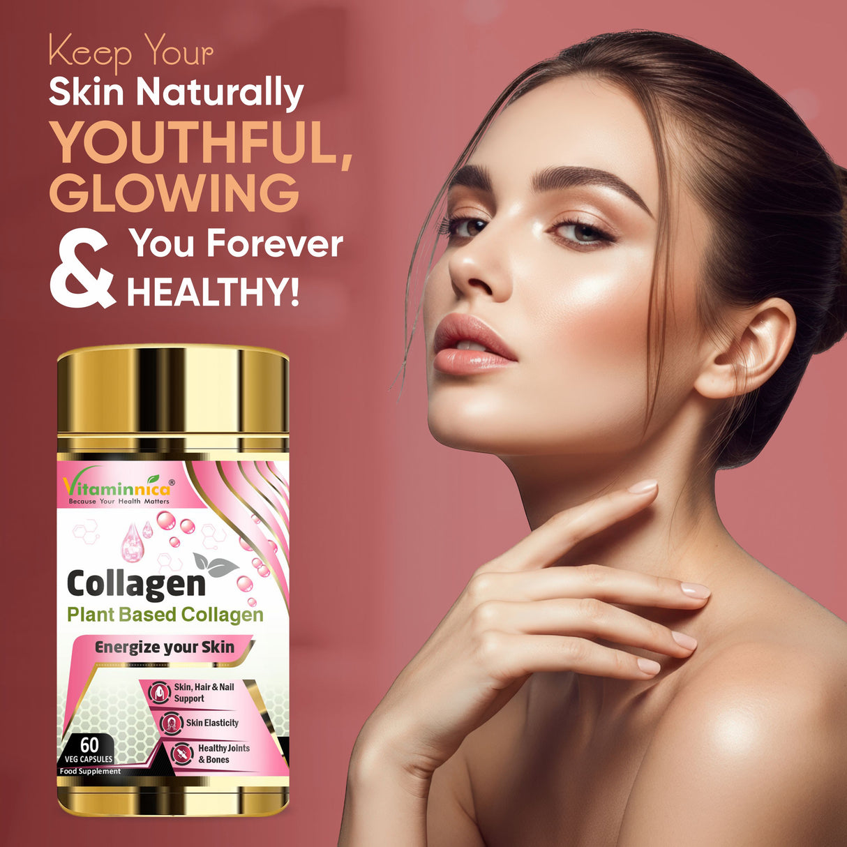 Vitaminnica Plant Collagen 60 Capsules + Free 11-in-1 Gluta Boost Tablets | Skin, Hair & Wellness Booster