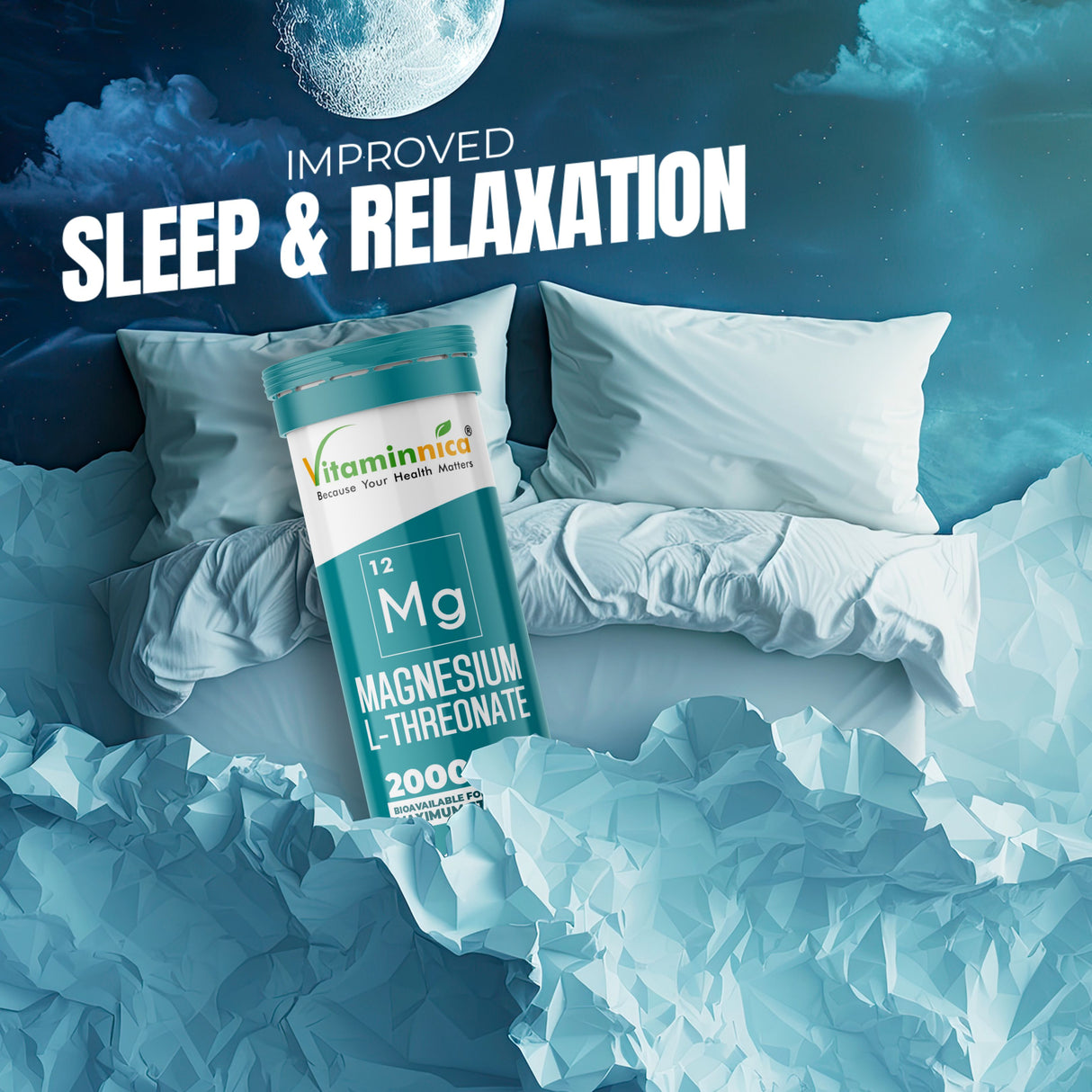 Vitaminnica Magnesium L-Threonate Effervescent Tablets Orange Flavour – Buy 2 Get 1 Free | Brain Health, Memory, Focus, Sleep & Nervous System Support | Vegan, Sugar Free