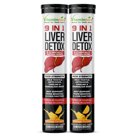 Vitaminnica 9-in-1 Liver Detox Effervescent Tablets – Advanced Liver Cleanse- 20 Effervescent Tablets