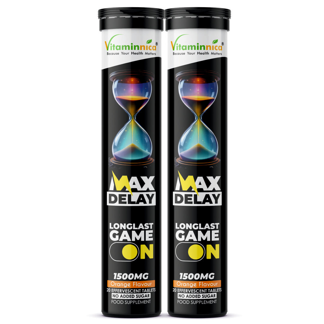 Vitaminnica Max Delay- 20 Effervescent Tablets| Natural Vitality, Performance & Endurance Booster for Men