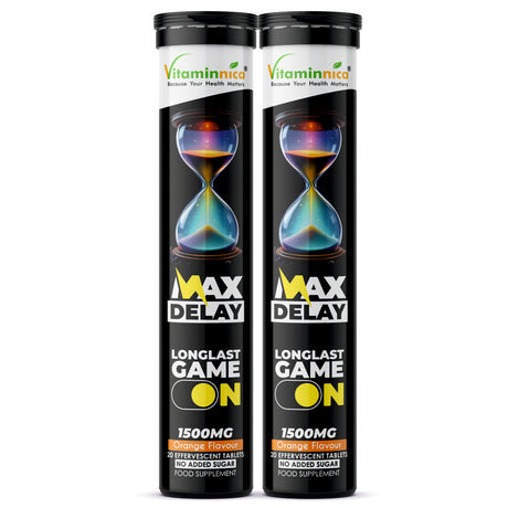 Vitaminnica Max Delay- 20 Effervescent Tablets| Natural Vitality, Performance & Endurance Booster for Men
