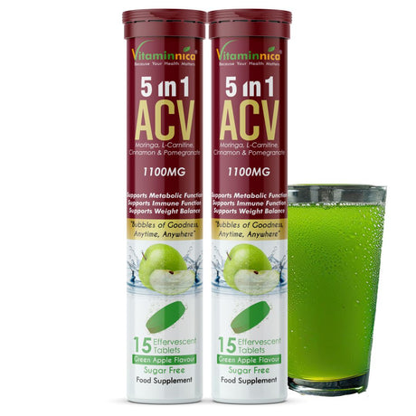Vitaminnica ACV Moringa 5-in-1- 15 Effervescent Tablets – Ultimate Detox & Metabolism Booster