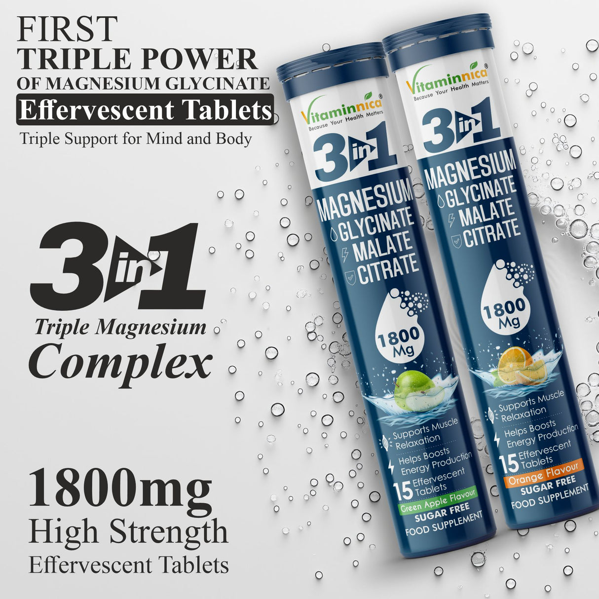 Magnesium 3-in-1 Orange Effervescent Tablets – Buy 2 Get 1 Free | Muscle & Nerve Support