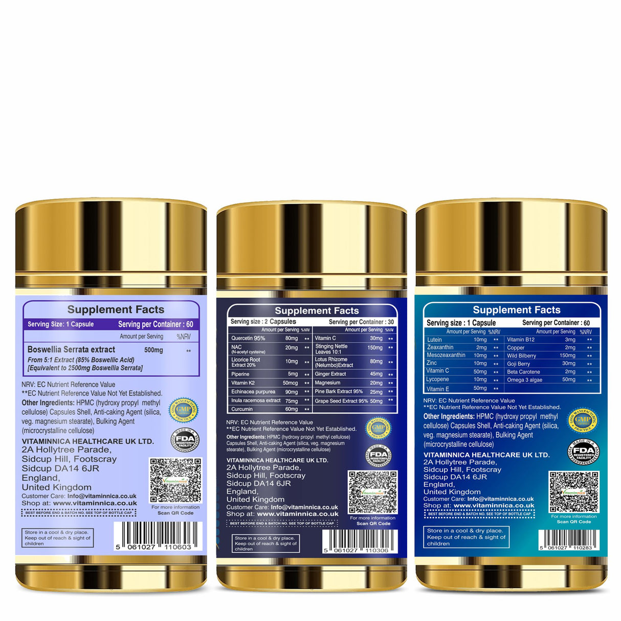 Vitaminnica Boswellia Serrata+ Vita Breathe+ Vita Vison- Combo Pack| 180 Capsules