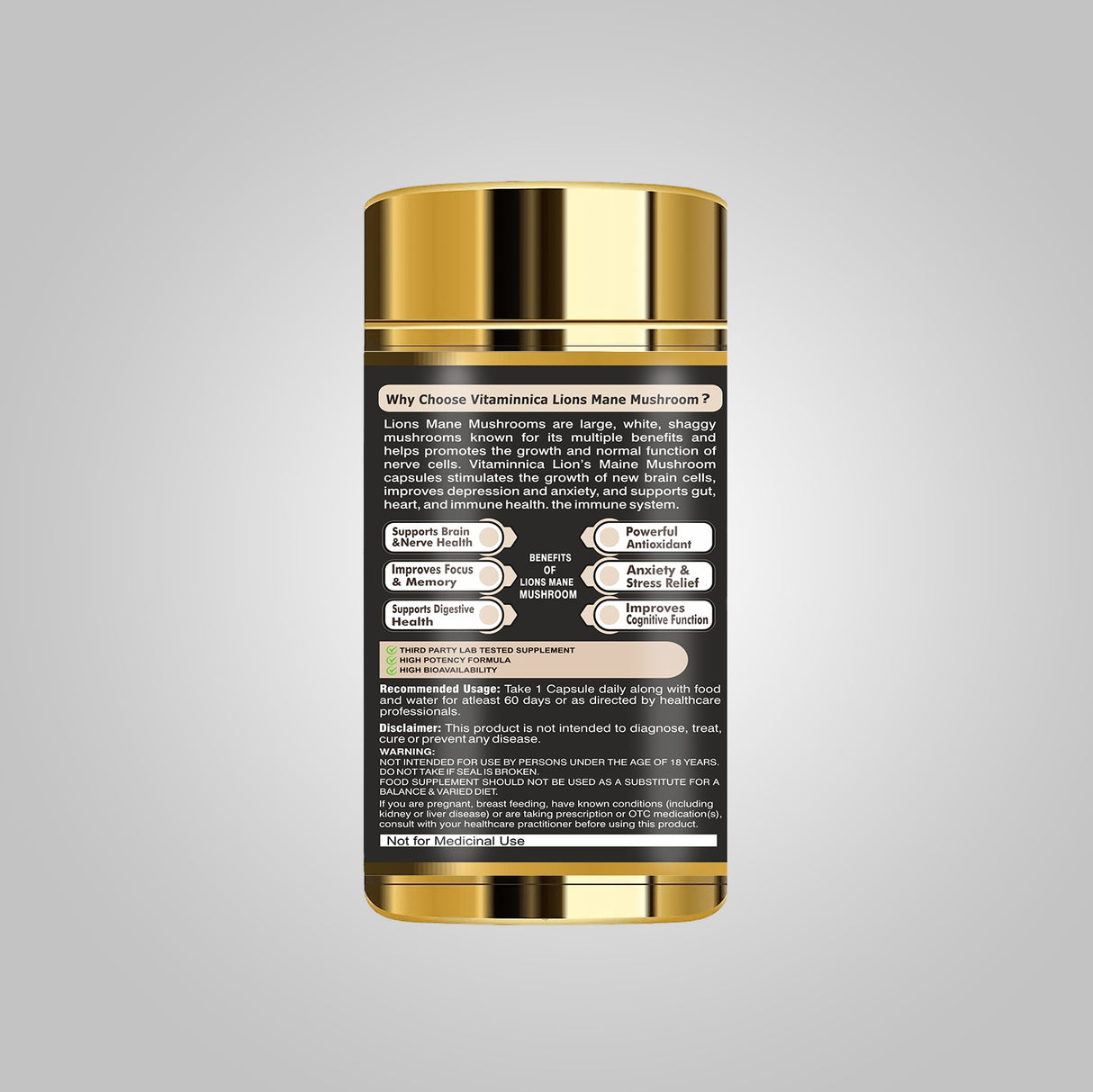 Vitaminnica Lions Mane Mushroom- 60 Capsules