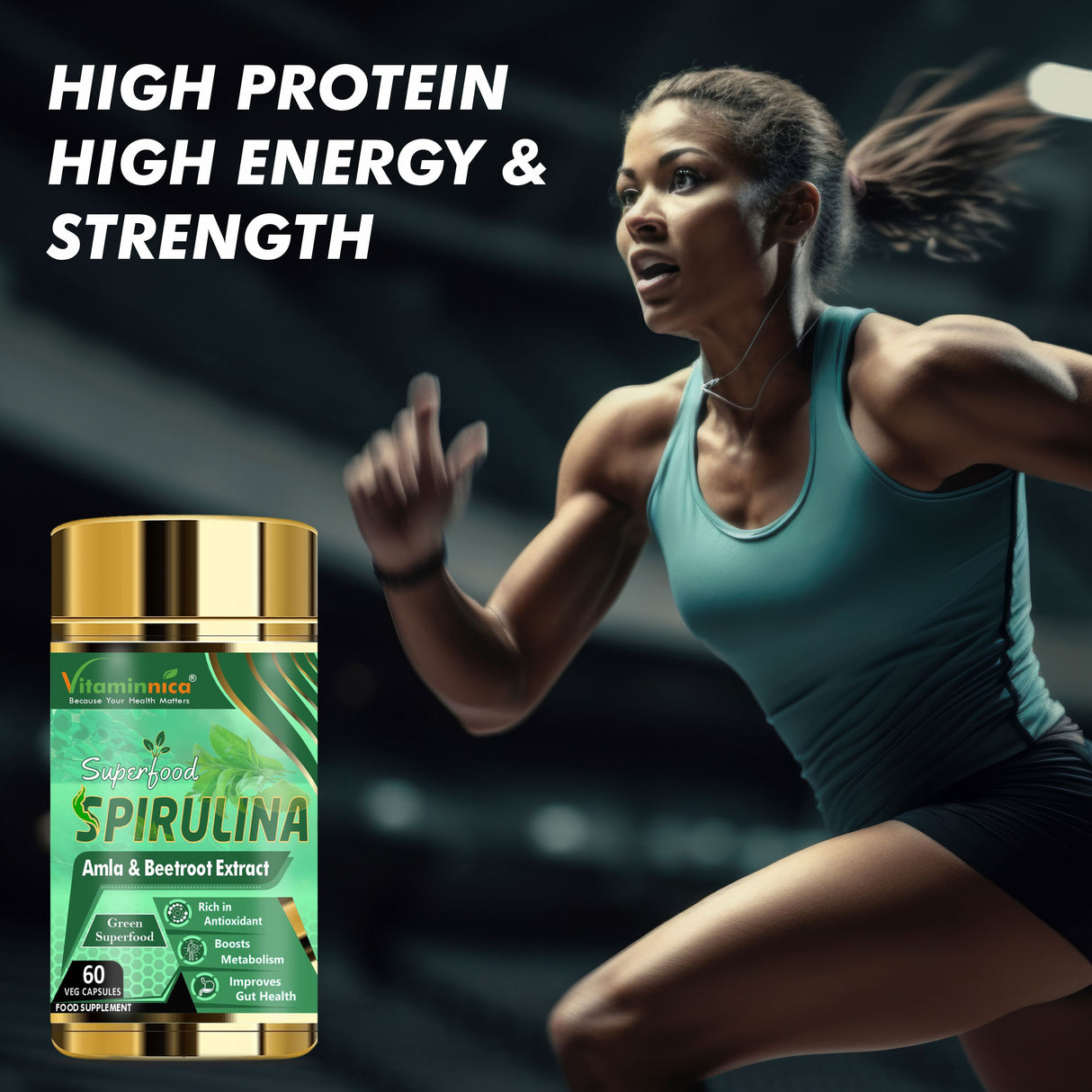 Vitaminnica Spirulina Super Green Foods-60 Capsules