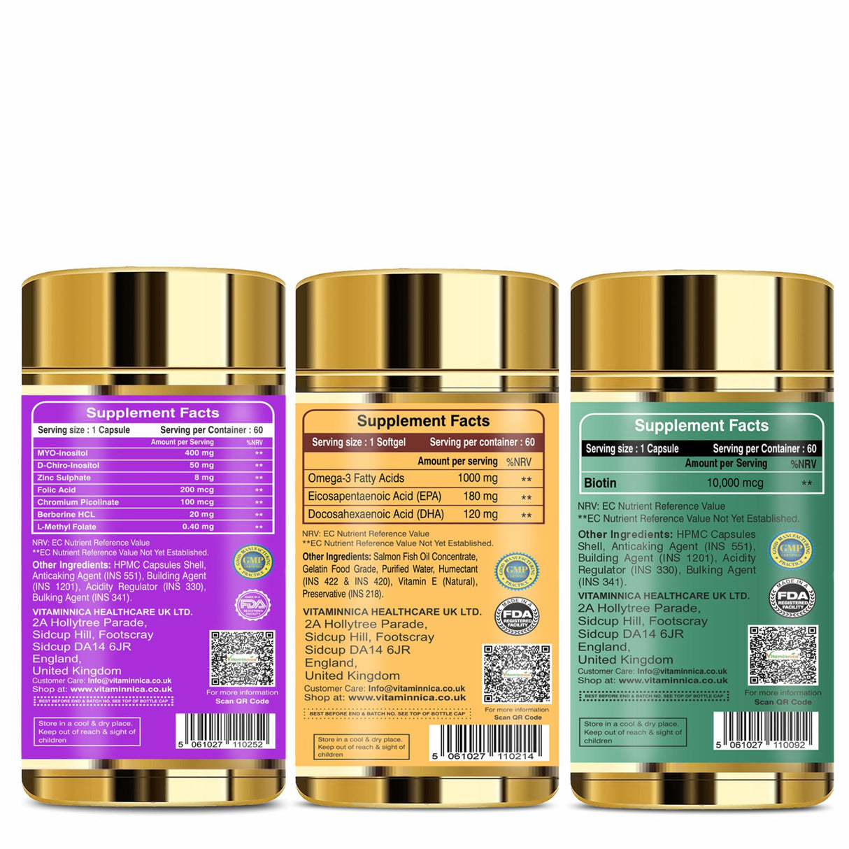 Vitaminnica Her Health+ Omega3+ Biotin- Combo Pack| 180 Capsules