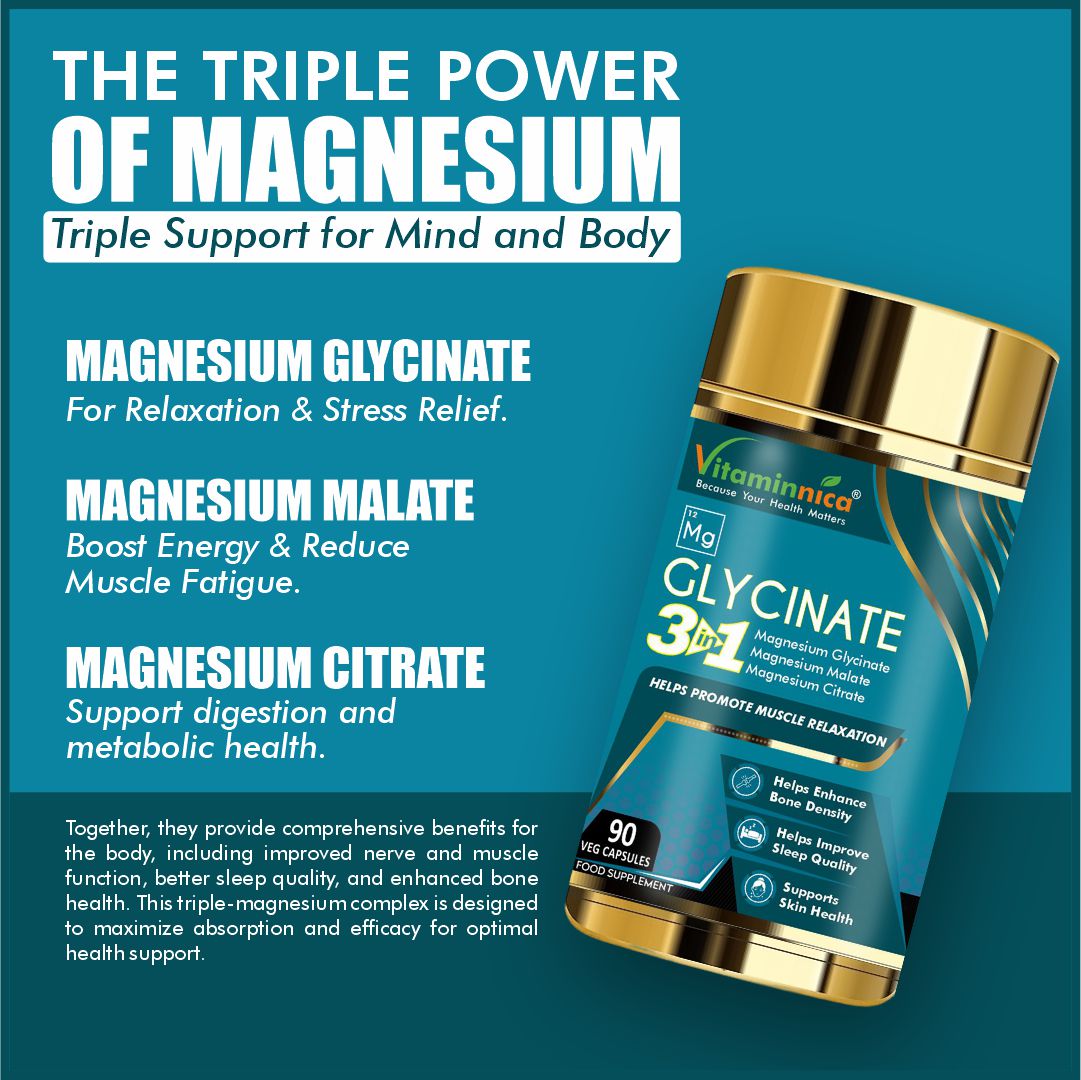 Vitaminnica Magnesium Glycinate 3 in 1- 90 Capsules