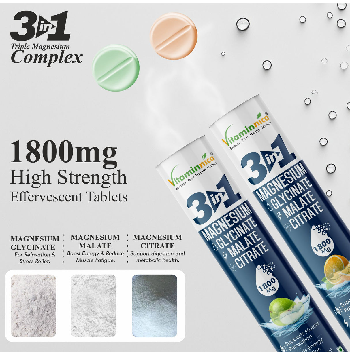 Magnesium 3-in-1 Orange Effervescent Tablets – Buy 2 Get 1 Free | Muscle & Nerve Support