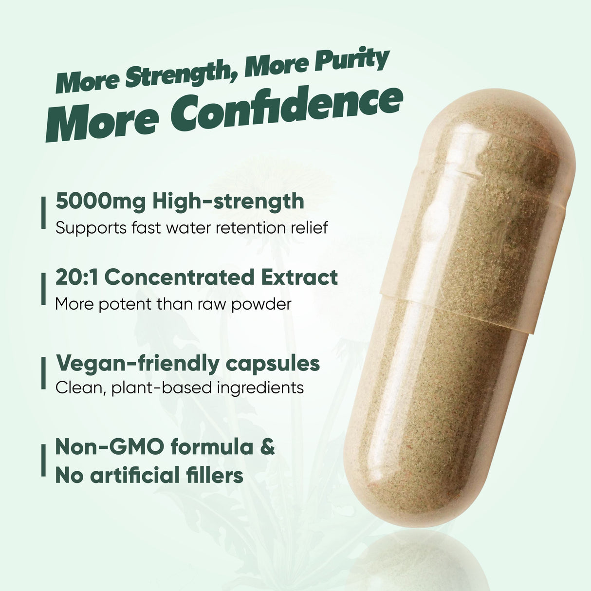 Vitaminnica Dandelion Root Capsules High Strength 5000mg- 90 Vegan Herbal Supplements | Natural Liver Cleanse Detox Support & Fluid Balance