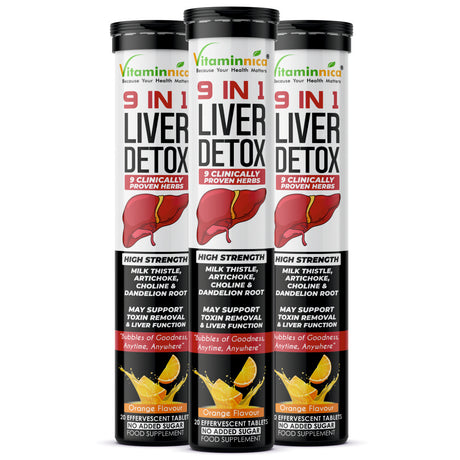 Vitaminnica 9-in-1 Liver Detox Effervescent Tablets – Advanced Liver Cleanse- 20 Effervescent Tablets