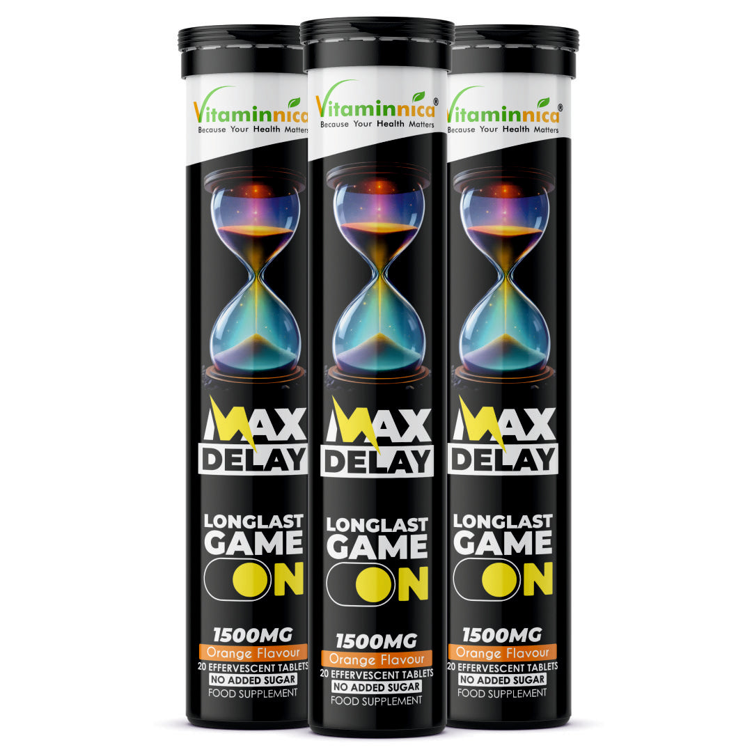 Vitaminnica Max Delay- 20 Effervescent Tablets| Natural Vitality, Performance & Endurance Booster for Men