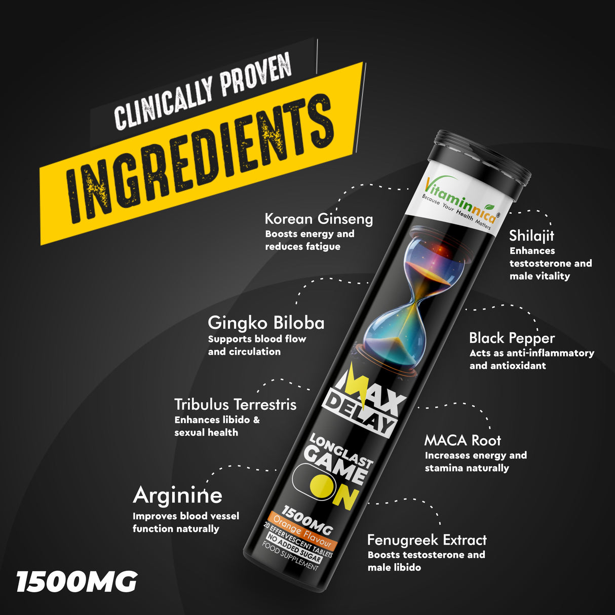 Vitaminnica Shilajit Gold + Max Delay Effervescent Tablets Combo | Shilajit, Ashwagandha, Gokhru, Saffron, Korean Ginseng, Maca Root, Ginkgo Biloba, Arginine & Tribulus | Energy, Strength & Stamina Support | 40 Effervescent Tablets