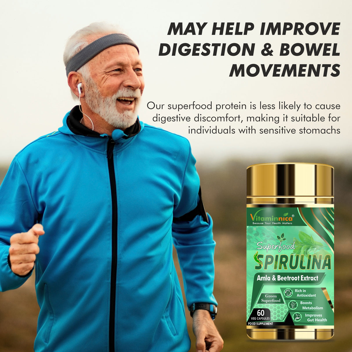 Vitaminnica Spirulina Super Green Foods-60 Capsules