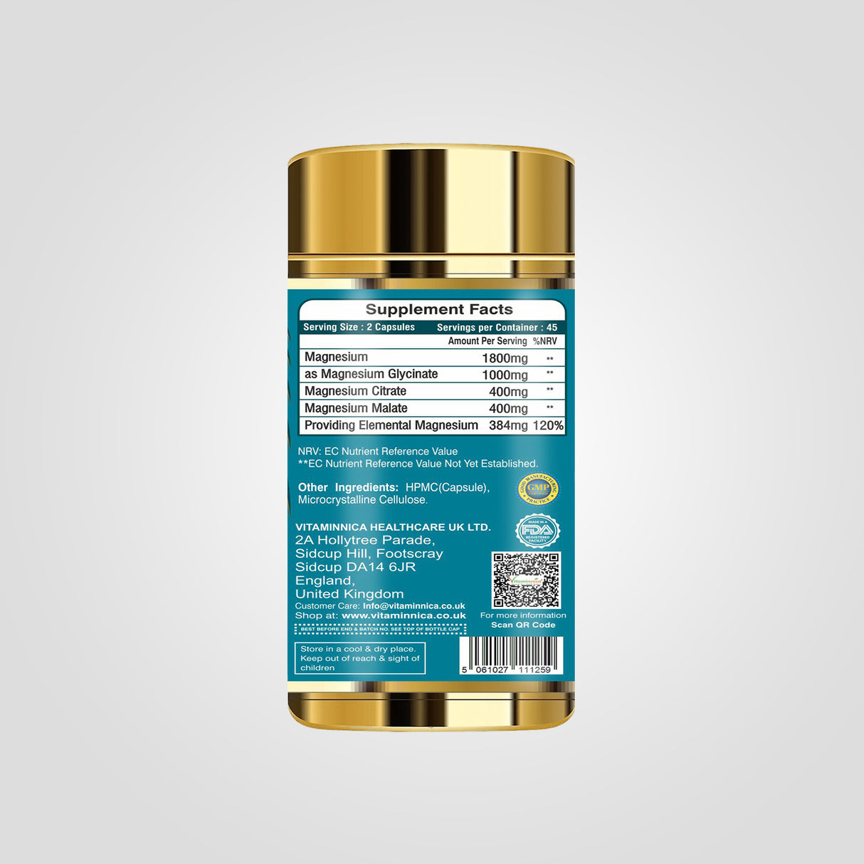 Vitaminnica Magnesium Glycinate 3 in 1- 90 Capsules