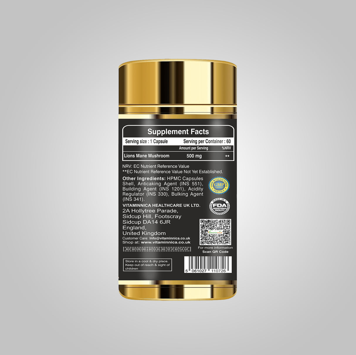 Vitaminnica Lions Mane Mushroom- 60 Capsules