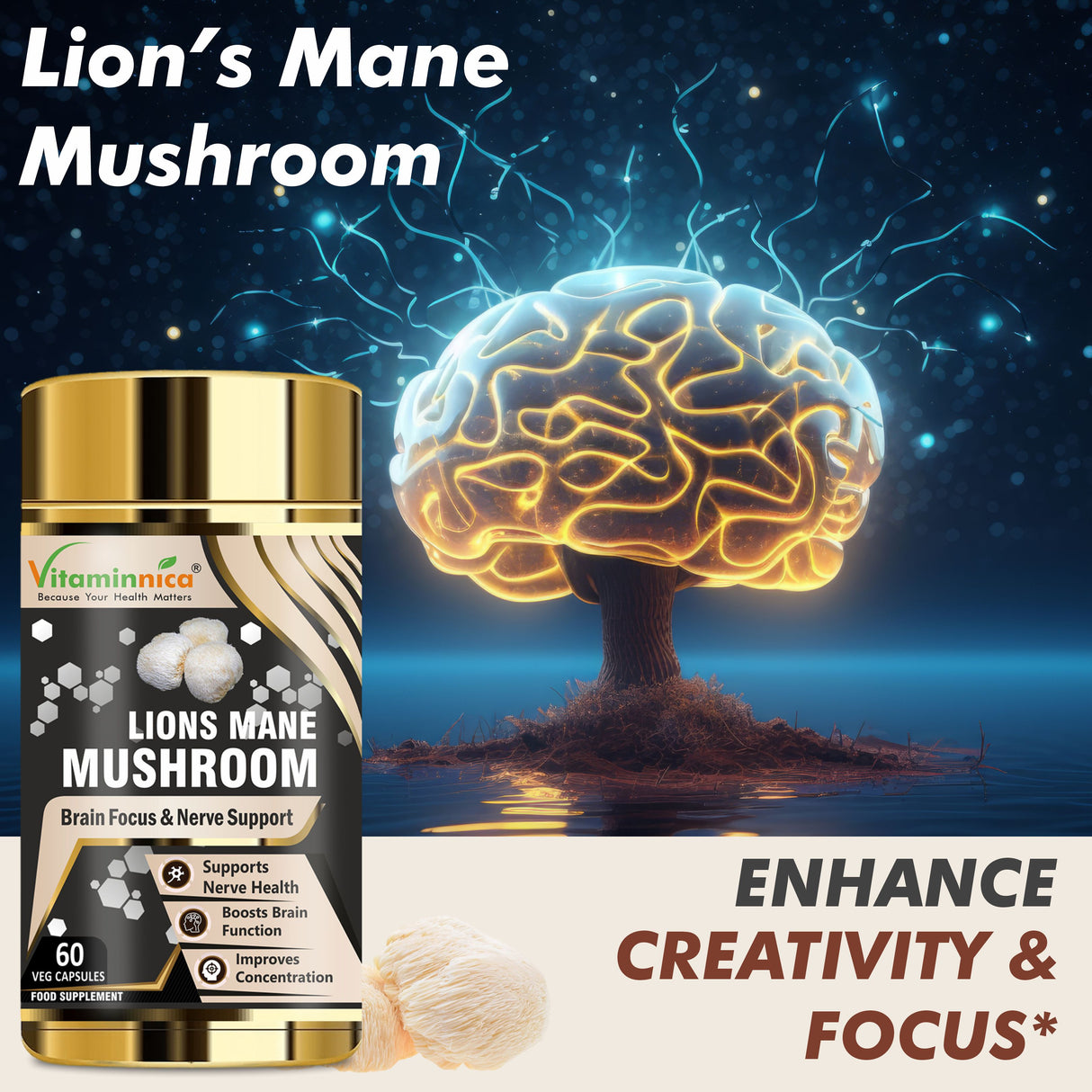 Vitaminnica Lions Mane Mushroom- 60 Capsules