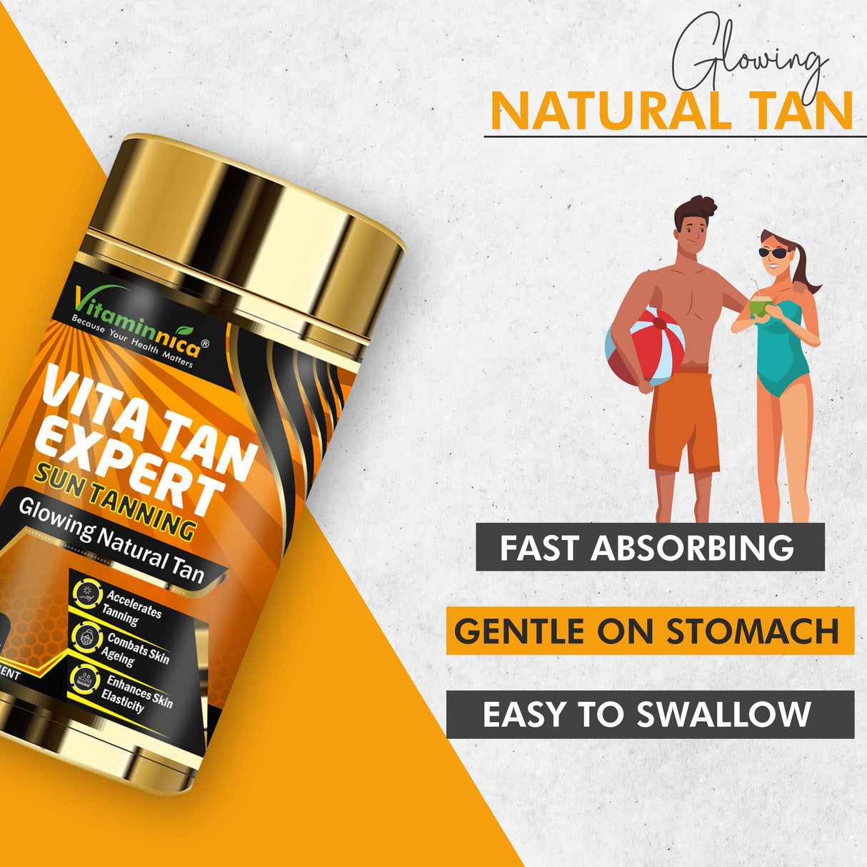 Vitaminnica Vita Tan Expert- Tanning Accelerator- 60 Vegan Capsules | Natural Sun Protector with Beta Carotene