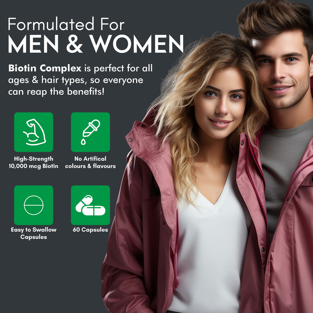 General Wellness Bundle-Vitaminnica Biotin+ Magnesium Bisglycinate+ Iron+Folic Acid- 180 Capsules