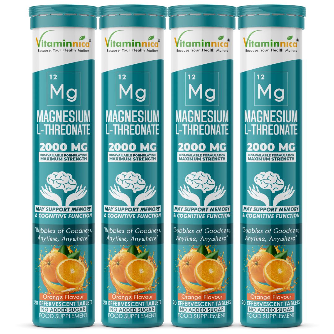 Vitaminnica Magnesium L-Threonate- 20 Effervescent Tablets – Brain Health, Memory & Focus Support Supplement