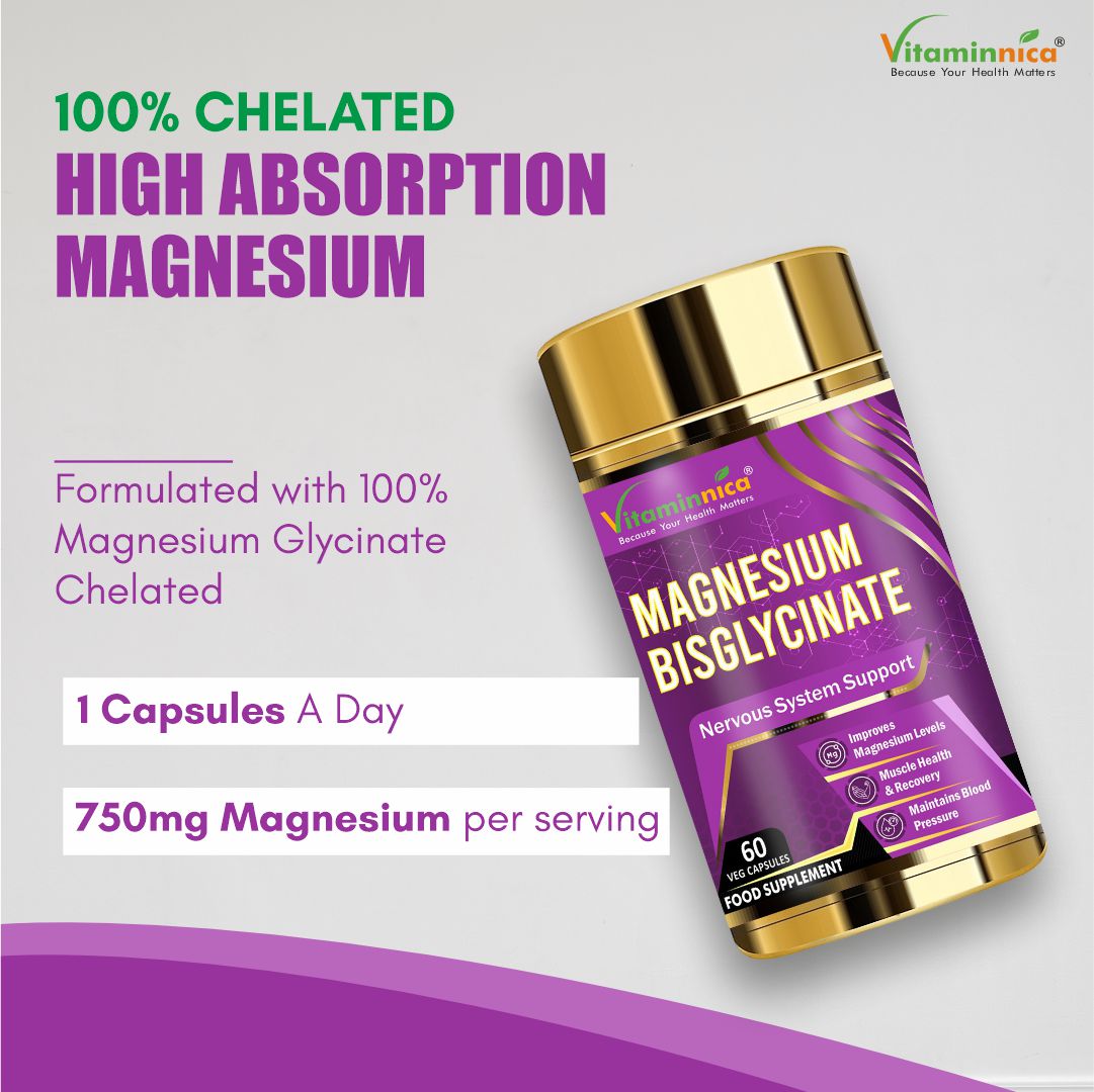Vitaminnica Magnesium Bisglycinate- 60 Capsules