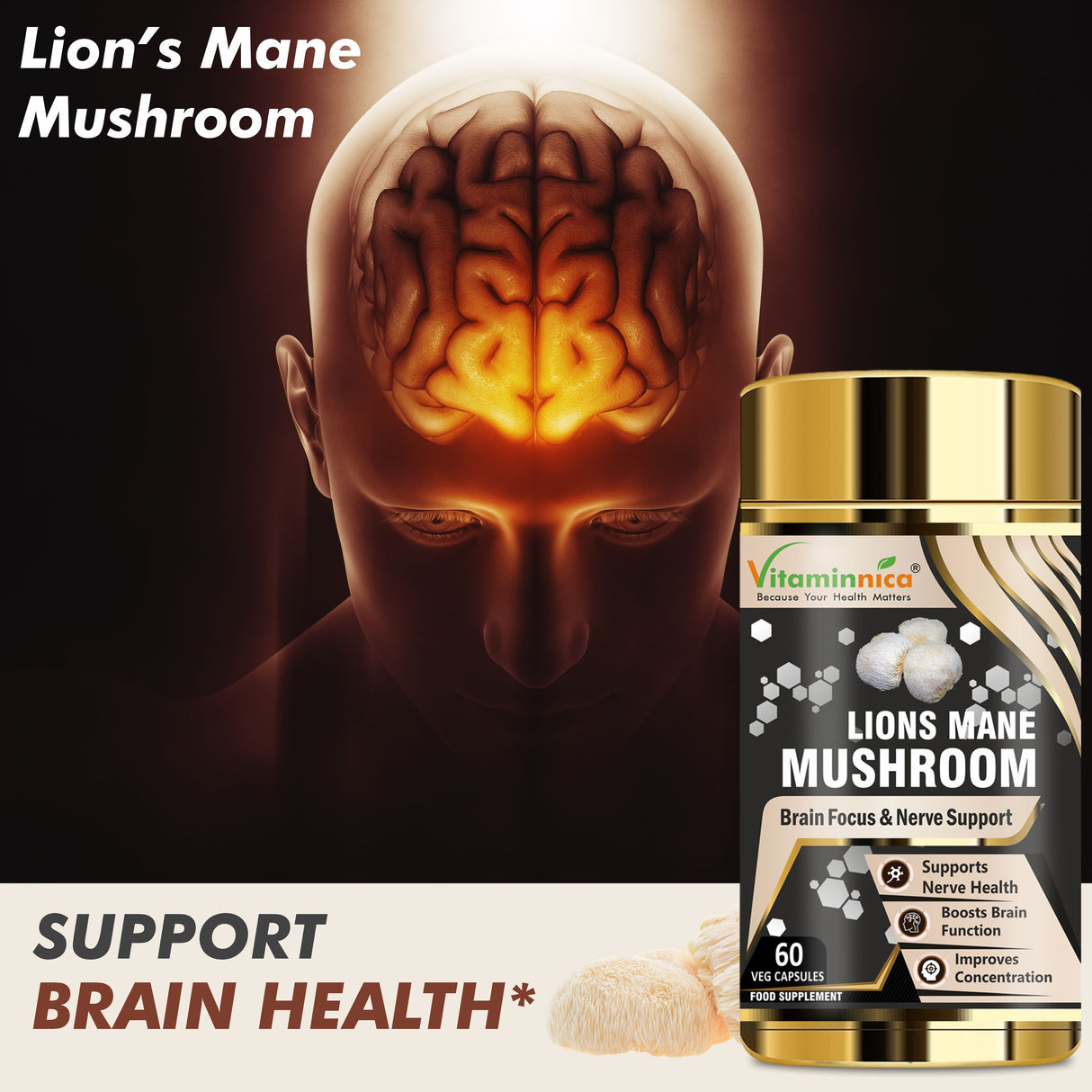 Vitaminnica Lions Mane Mushroom- 60 Capsules