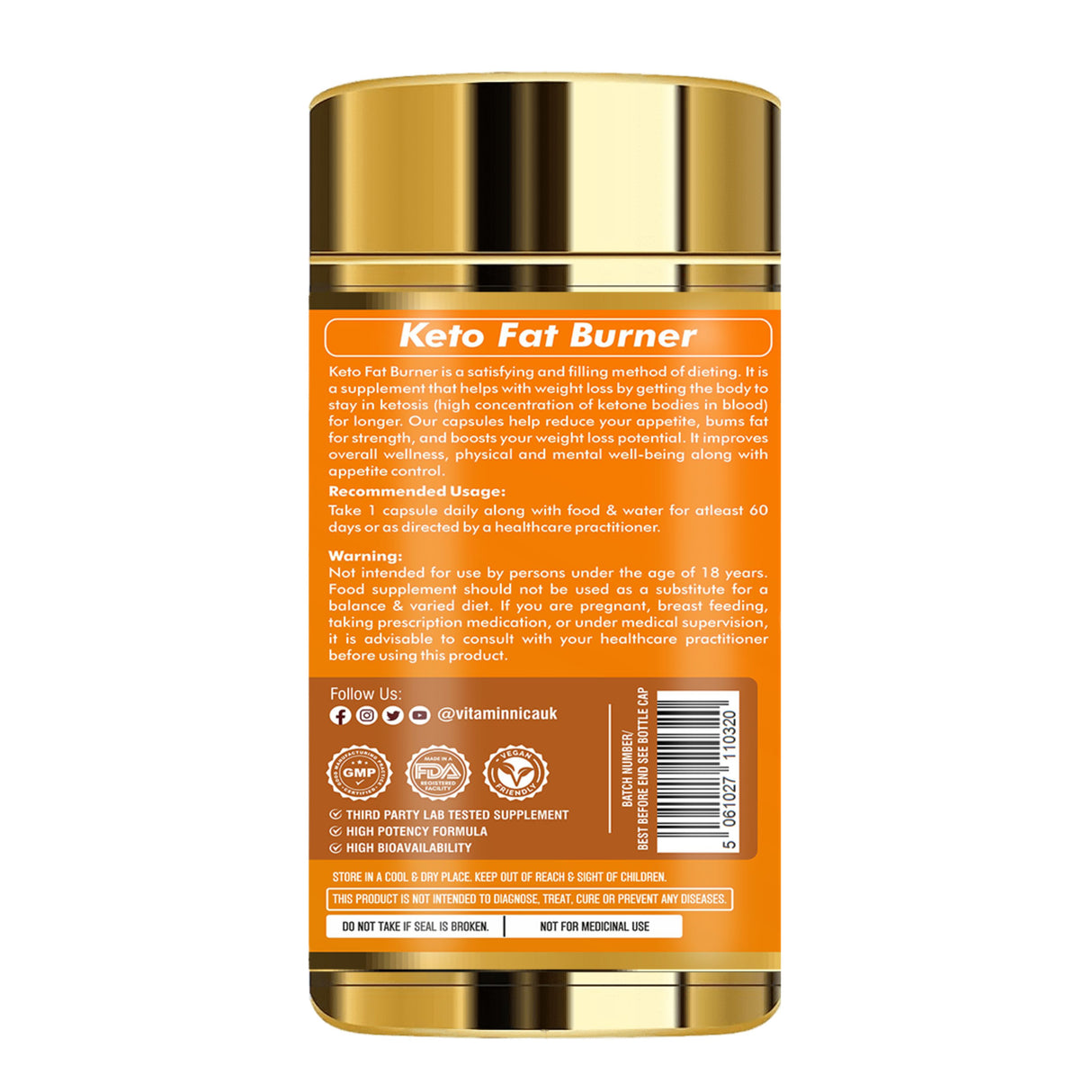 Vitaminnica Keto Fat Burner - Gestion du poids - 60 Gélules
