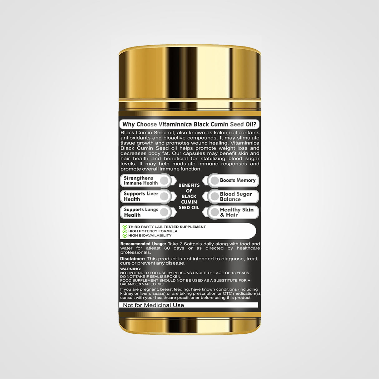 Vitaminnica Black Cumin Seed Oil 1000mg - 60 Capsules