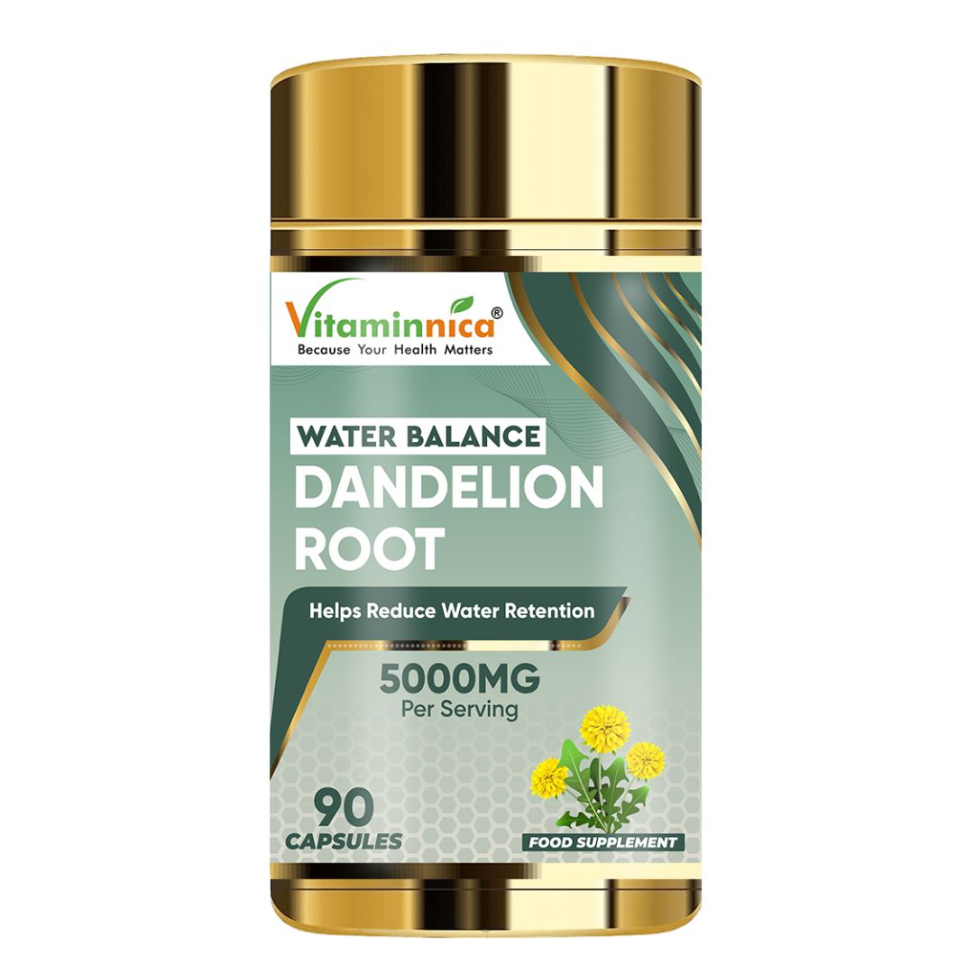 Vitaminnica Dandelion Root Capsules High Strength 5000mg- 90 Vegan Herbal Supplements | Natural Liver Cleanse Detox Support & Fluid Balance
