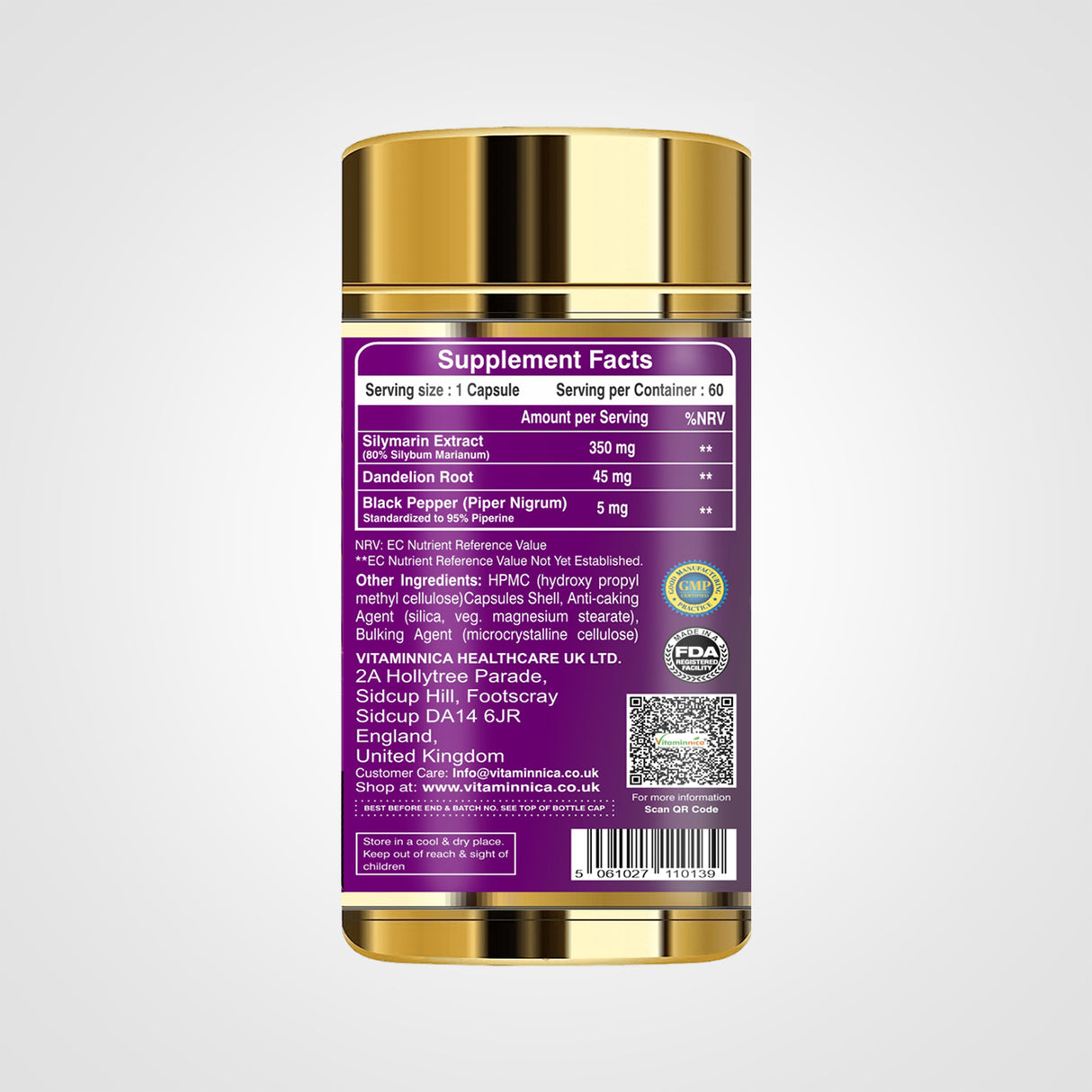 Vitaminnica Mariendistel – Natürliche Leberunterstützung – 60 Kapseln