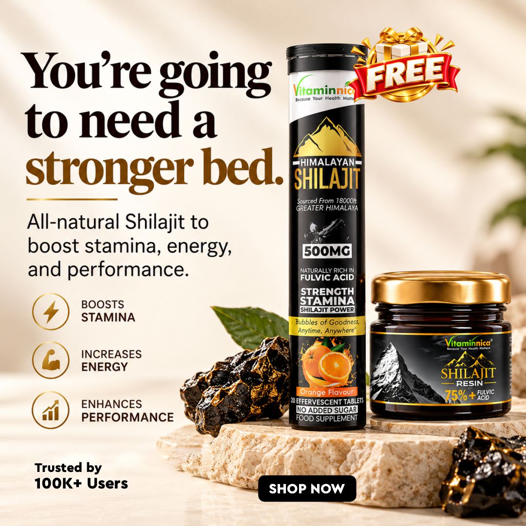 Vitaminnica Shilajit Resin 20g with Free Shilajit Effervescent Tablets Orange Flavour- 20 Count