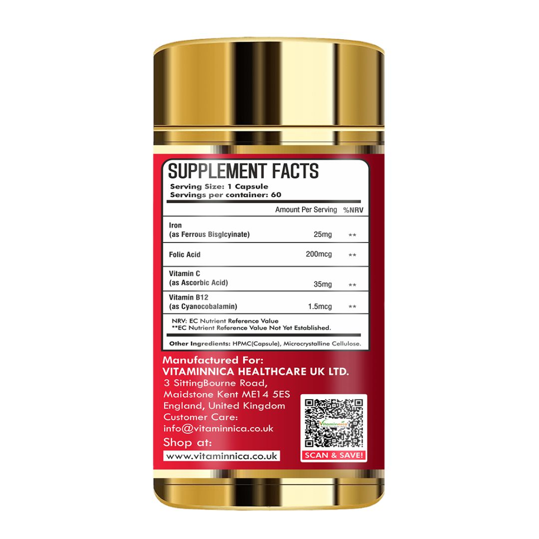 Vitaminnica Iron+Folic Acid- 60 Capsules