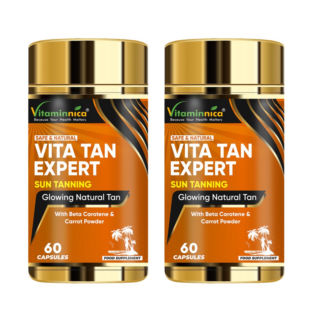 Vitaminnica Vita Tan Expert- Tanning Accelerator- 60 Vegan Capsules | Natural Sun Protector with Beta Carotene