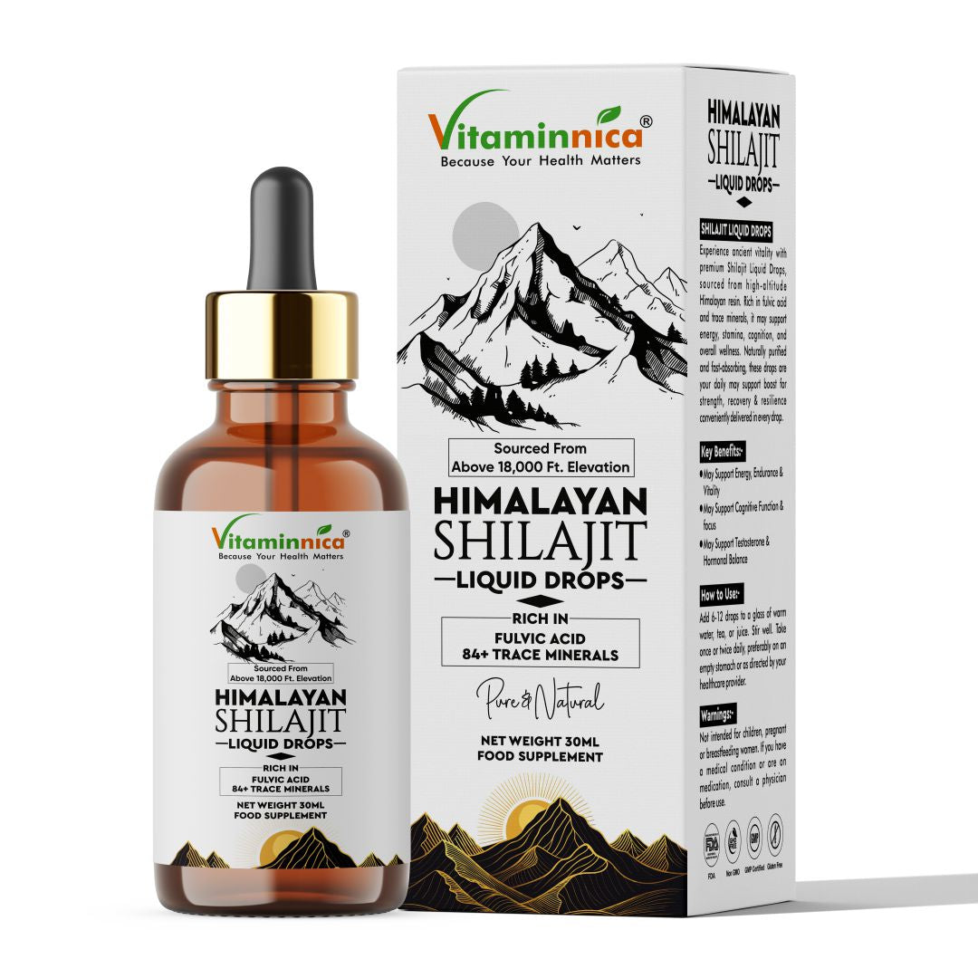 Vitaminnica Pure Shilajit- 30ml Drops | Himalayan Shilajit with Fulvic Acid, Minerals & Trace Elements | Energy, Stamina & Vitality Support | Natural Testosterone & Immunity Booster