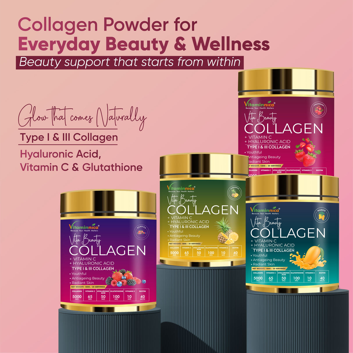 Vitaminnica Collagène Poudre MixBerry Saveur - 180g-30 portions