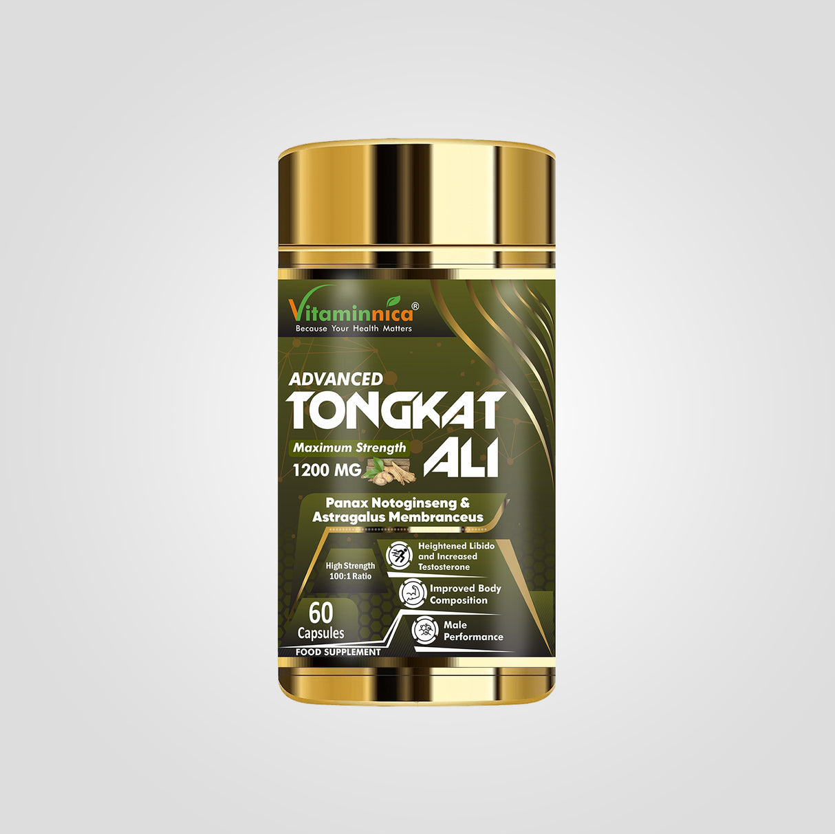 Vitaminnica Tongkat Ali- 60 Capsules | Premium Extract for Energy, Stamina, Testosterone Support & Vitality