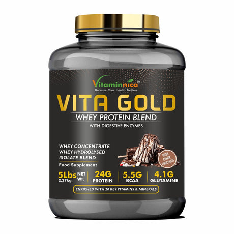 Vitaminnica Vita Gold Whey Protein- 5 Lbs- 75 Servings | Whey Concentrate, Hydrolysed, Isolate Blend |