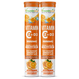 Vitaminnica Vitamin C + Zinc + D3- 20 Effervescent Tablets – High-Strength Vitamin C Drink for Immunity, Hydration, and Recovery | Sugar-Free, Orange Flavour