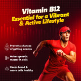 Vitaminnica Vitamin B12 180 Tablets – High Strength Energy & Fatigue Support Supplement – Nervous System, Red Blood Cell Formation & Immune Health