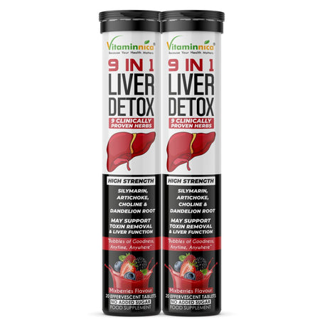 Vitaminnica 9-in-1 Liver Detox- 20 Effervescent Tablets – Advanced Liver Cleanse