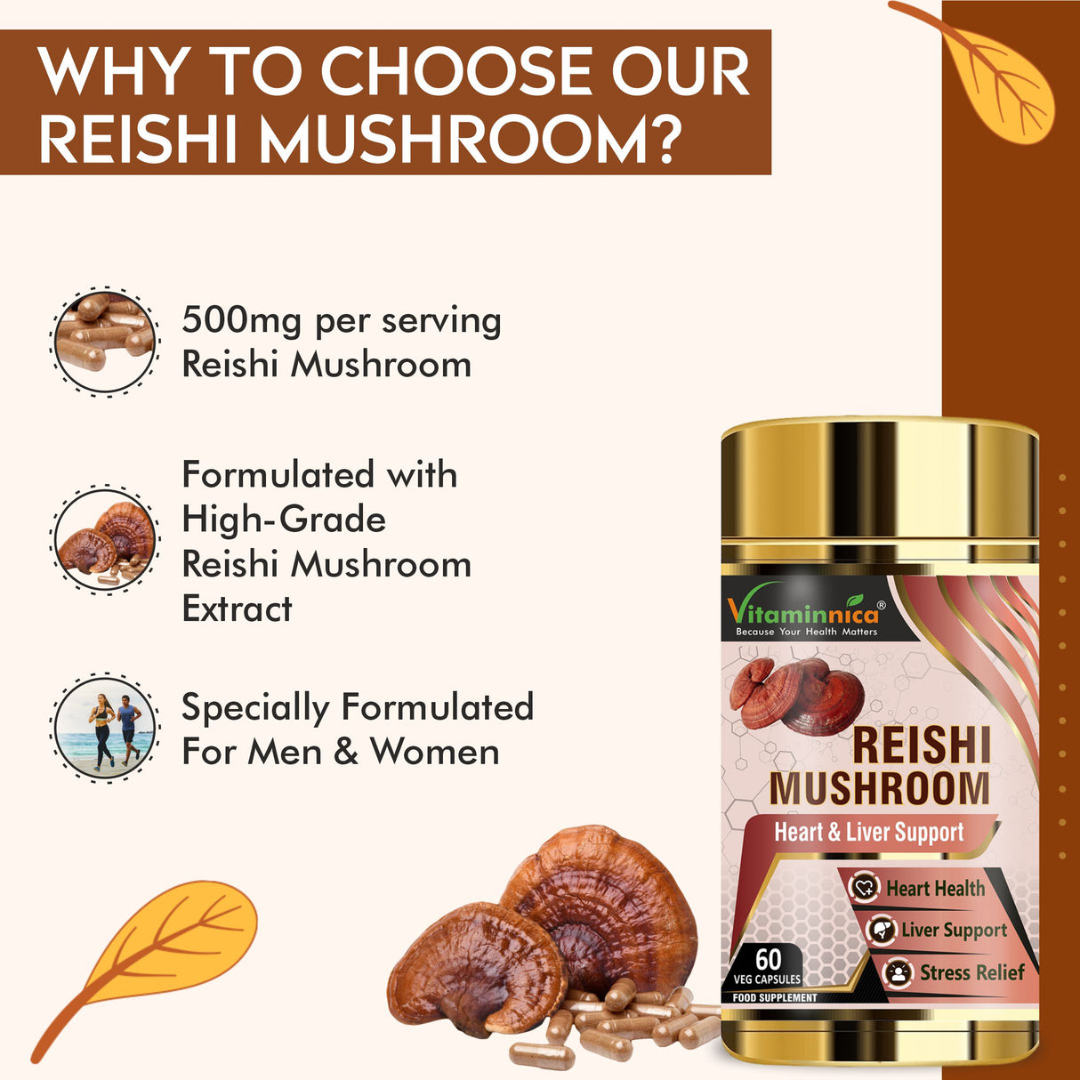 Vitaminnica Reishi-Pilz – 60 Kapseln