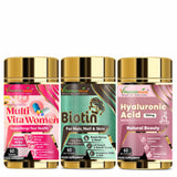 Women's Natural Beauty Bundle- Vitaminnica Multi Vita Women+ Biotin+ Hyaluronic Acid- 180 Capsules