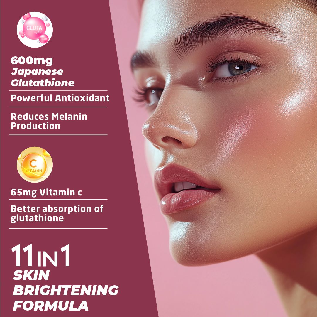 Vitaminnica Gluta Boost 11-in-1 Effervescent Tablets | Japanese L-Glutathione, Collagen, Vitamin C, Biotin & Hyaluronic Acid | Skin Radiance & Beauty Supplement | 15 Tablets